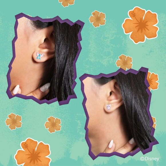 Disney Lilo & Stitch Stud Earrings Sterling Silver Earrings Angel & Stitch - Picture 2 of 6